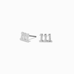 Silver-tone 111 Angel Number Stud Earrings,