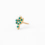 18k Gold Plated One Emerald Cactus Stud Earring,