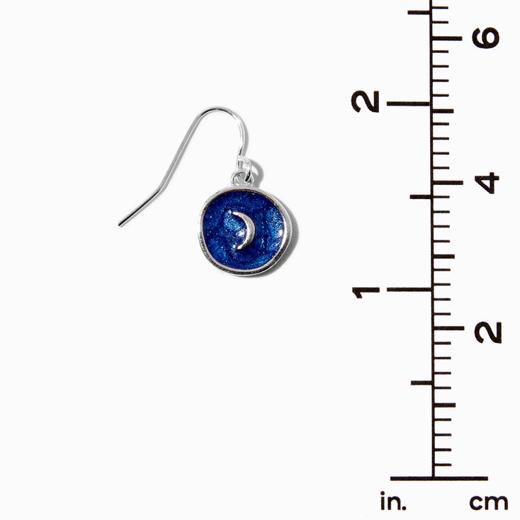 Blue Shimmering Crescent Moon 0.5&quot; Drop Earrings,