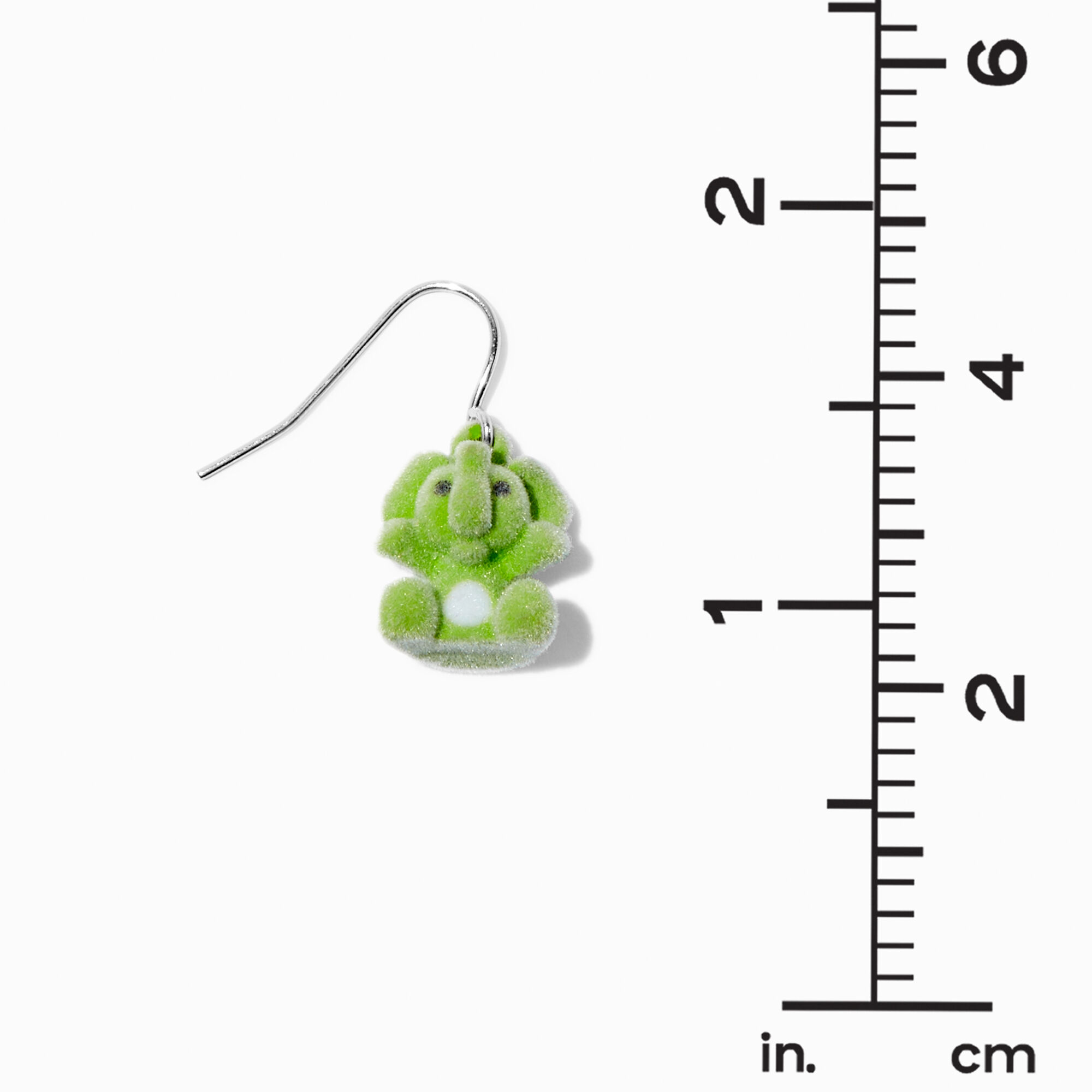 Claire s Fuzzy Green Elephant 1 Drop Earrings MainPlace Mall