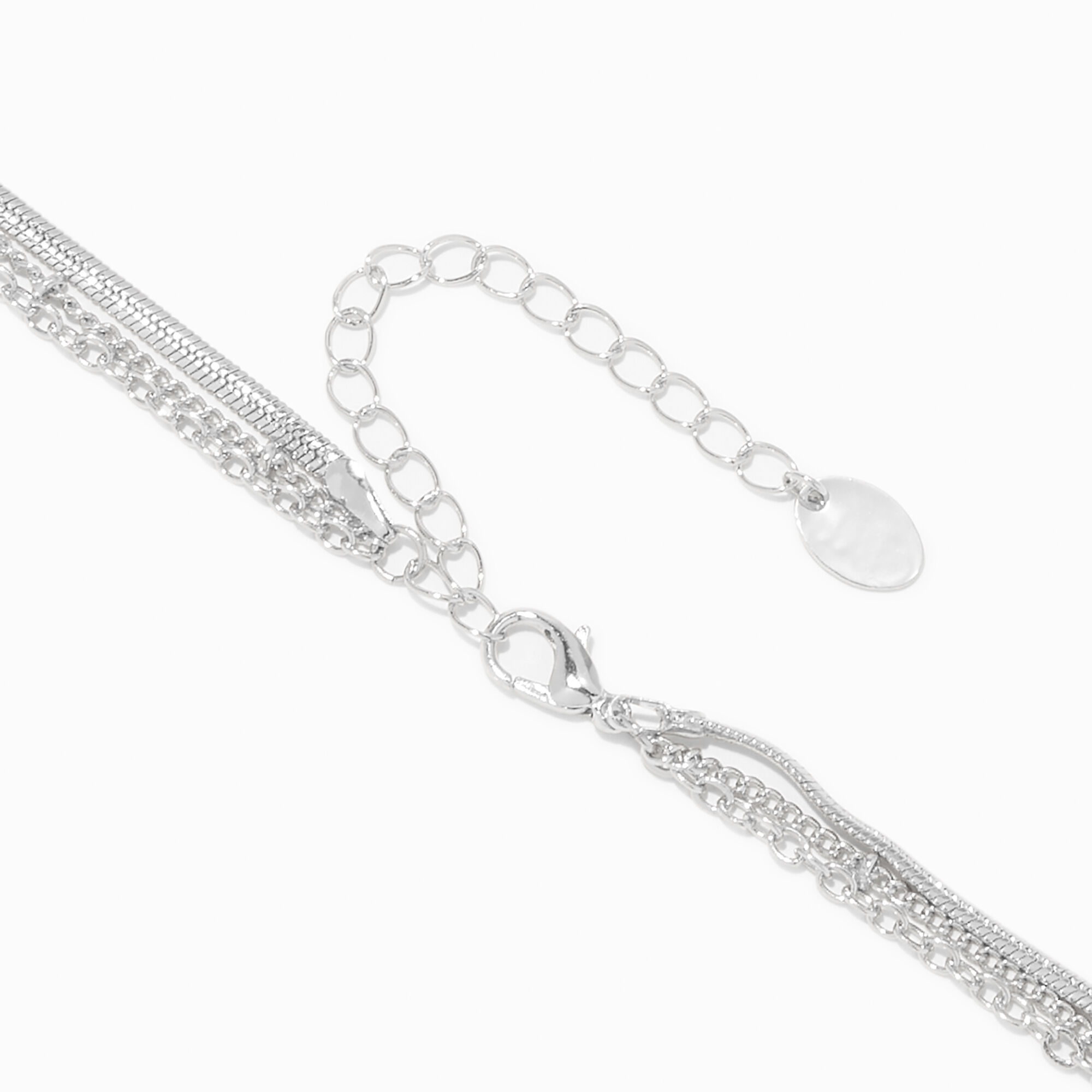 Silver-tone Multi-Strand Mixed Chain Necklace,