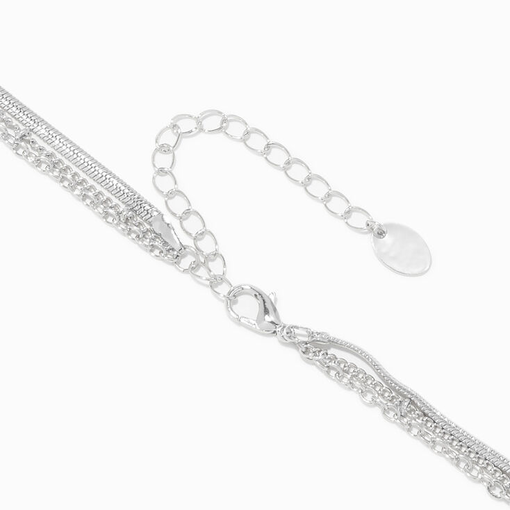 Silver Multi-Strand Mixed Chain Necklace,