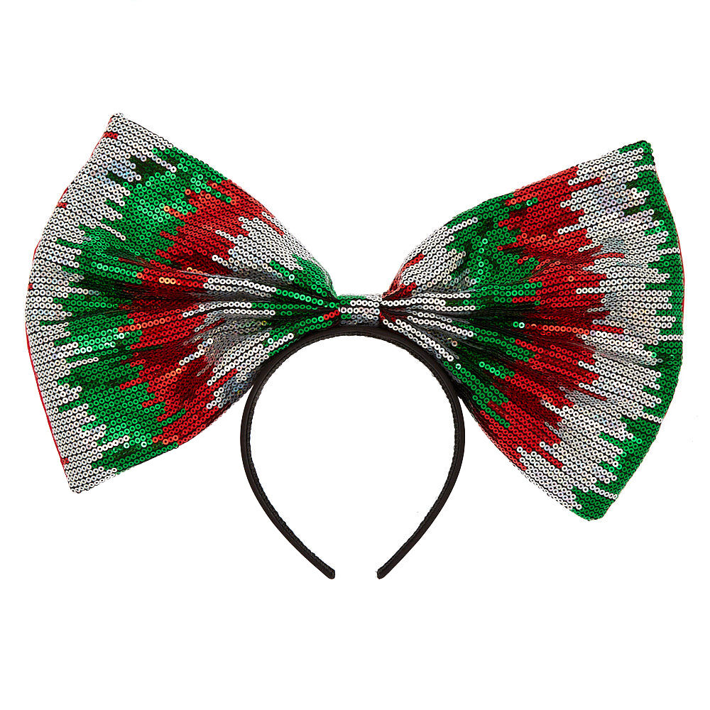 Oversized Sequin Christmas Bow Headband,