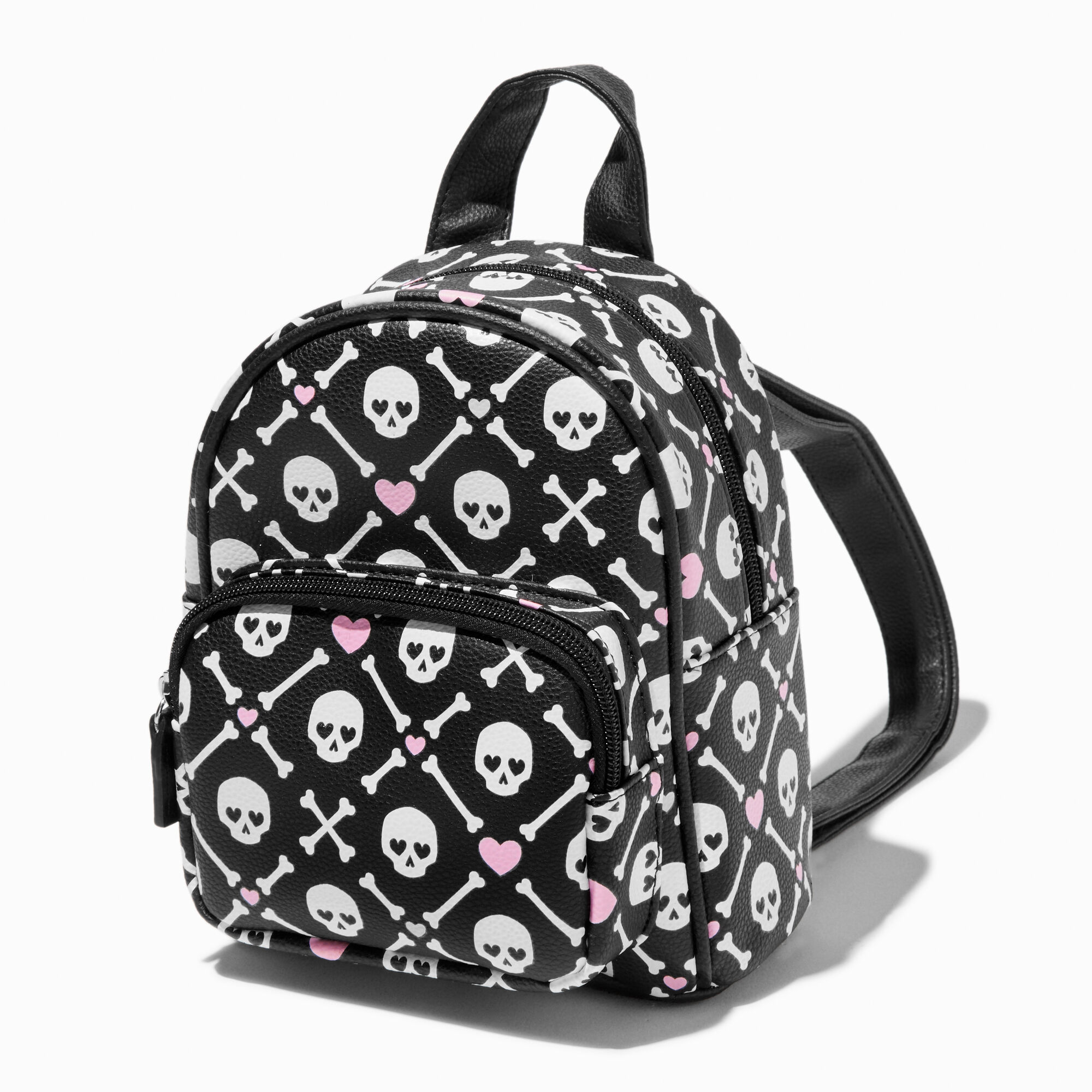 Black Skull Pink Hearts Backpack