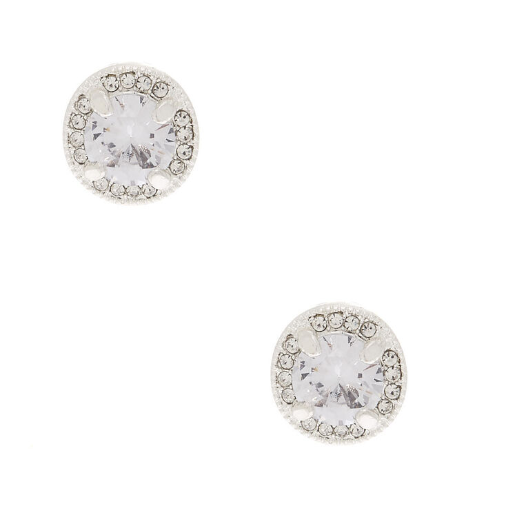 Claire's Clous d'oreille en zircon cubique d'imitation couleur argenté