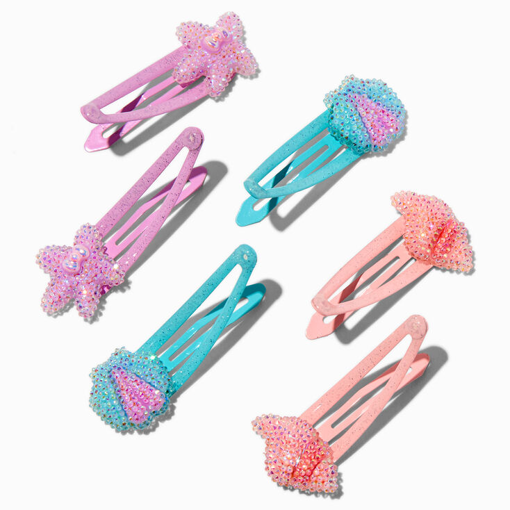 Claire&#39;s Club Bling Seashells Snap Hair Clips - 6 Pack,