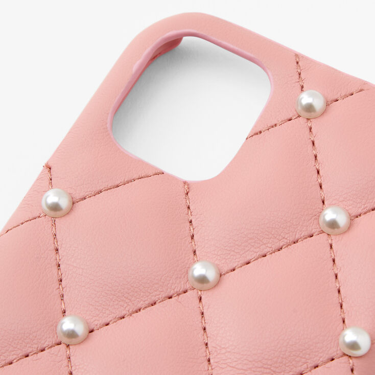 Pink Quilted Phone Case with Gold Chain - Fits iPhone&reg; 11,