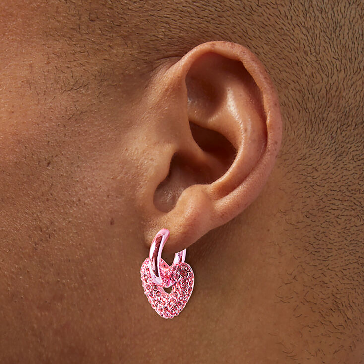 Cr&eacute;oles anodis&eacute;es rose c&oelig;ur strass,