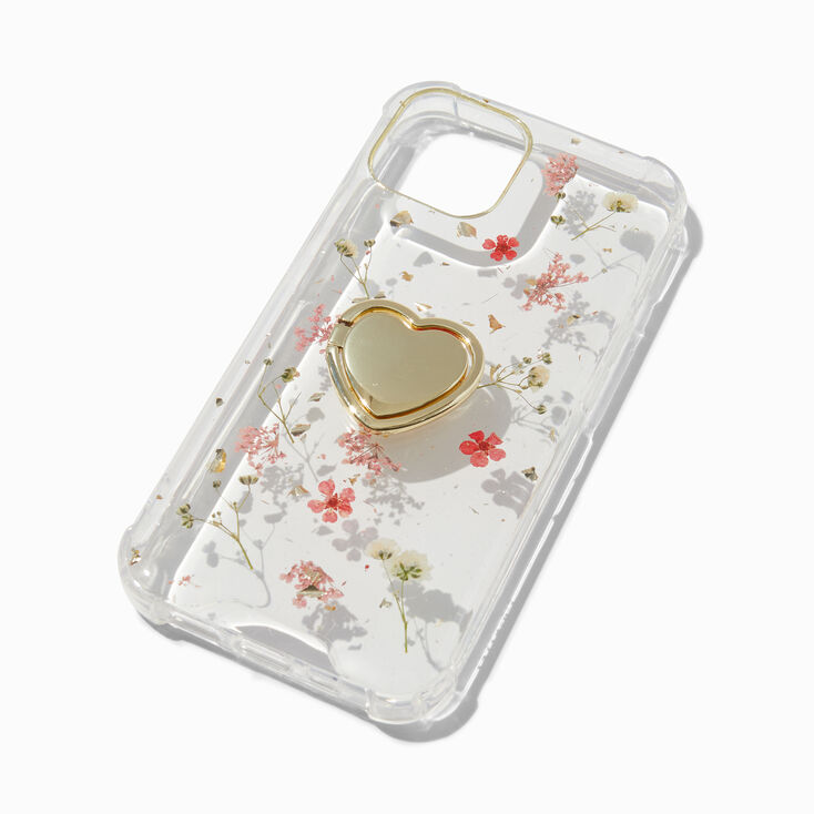 Heart Ring Holder Pressed Flowers Phone Case - Fits iPhone® 13/14/15
