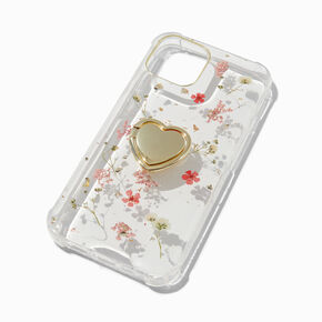 Heart Ring Holder Pressed Flowers Phone Case - Fits iPhone&reg; 13/14/15,