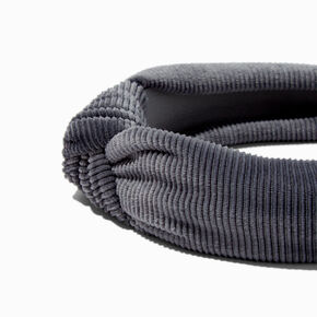 Knotted Ribbed Knit Headband - Dark Gray,