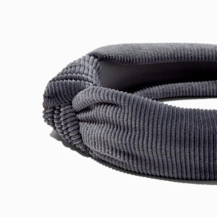 Knotted Ribbed Knit Headband - Dark Grey,