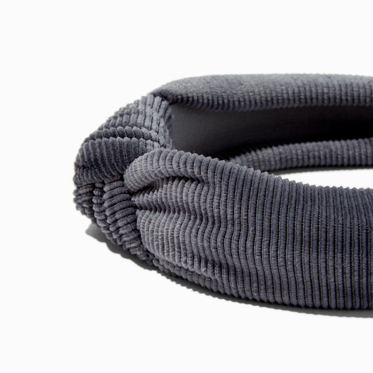 Dark Gray Knotted Corduroy Headband,
