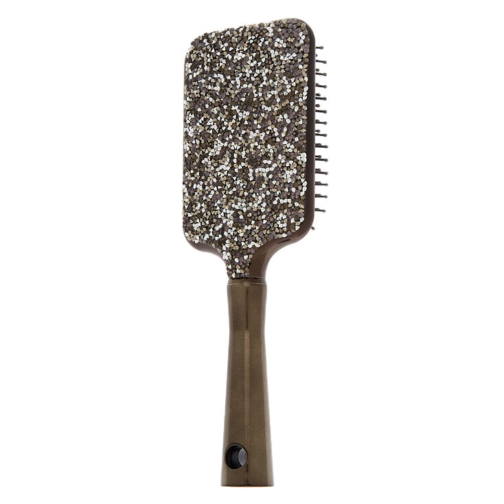 Claire's Brosse à cheveux plate couleur chrome bling bling