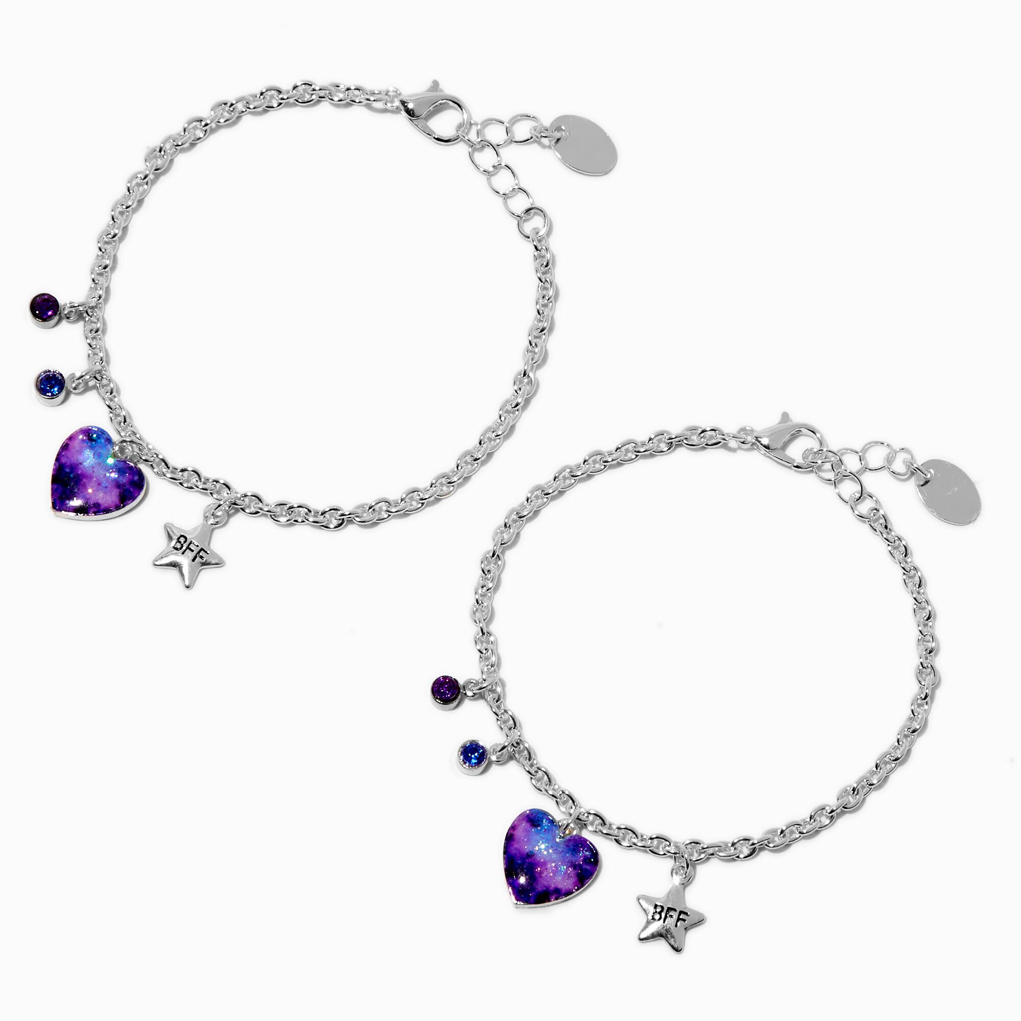 Best Friends Galaxy Heart Chain Bracelets - 2 Pack,