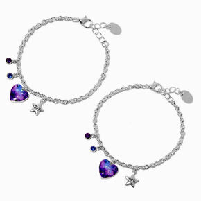 Best Friends Galaxy Heart Chain Bracelets - 2 Pack,