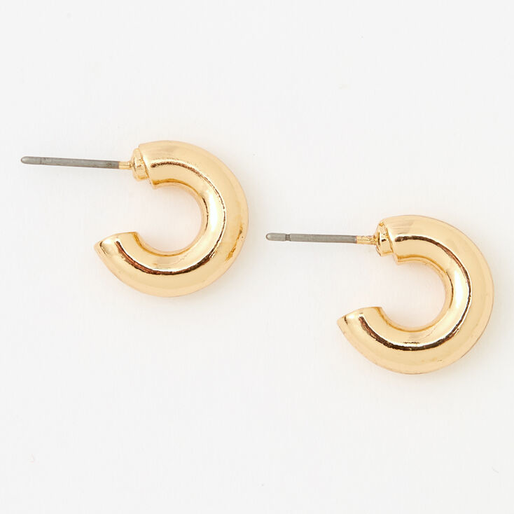 Claire's Créoles ajourées tubulaires 10 mm couleur dorée