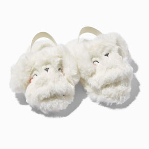 Claire&#39;s Club White Bunny Furry Slippers,