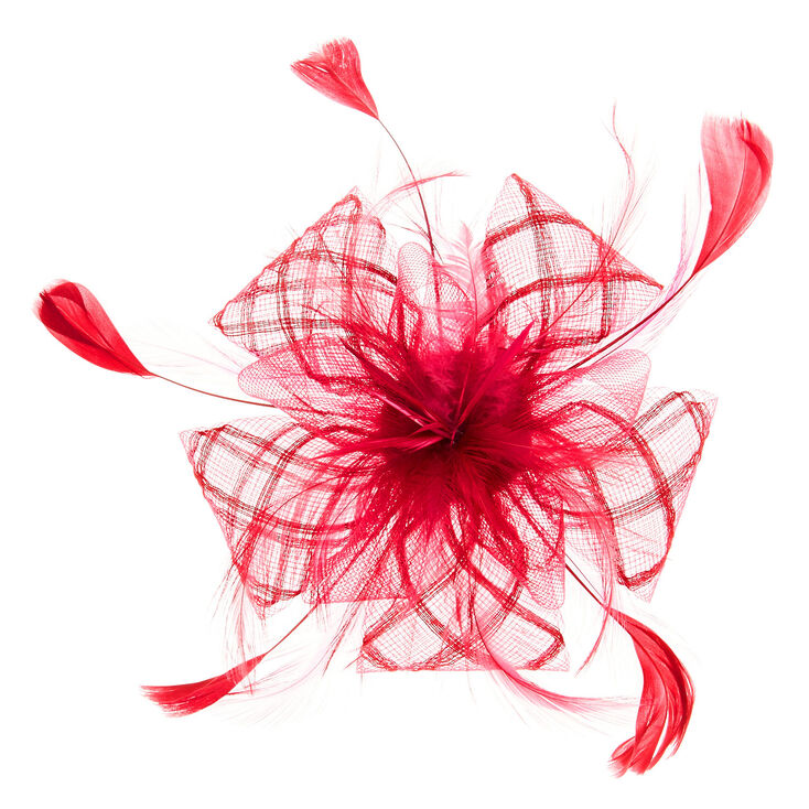 Bibi en tulle et plumes bordeaux,