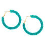 Anneaux d&rsquo;oreille perl&eacute;s 50&nbsp;mm couleur dor&eacute;e - Turquoise,