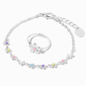 Parure de bijoux marguerite couleur argent&eacute;e Claire&#39;s Club - Lot de 3,