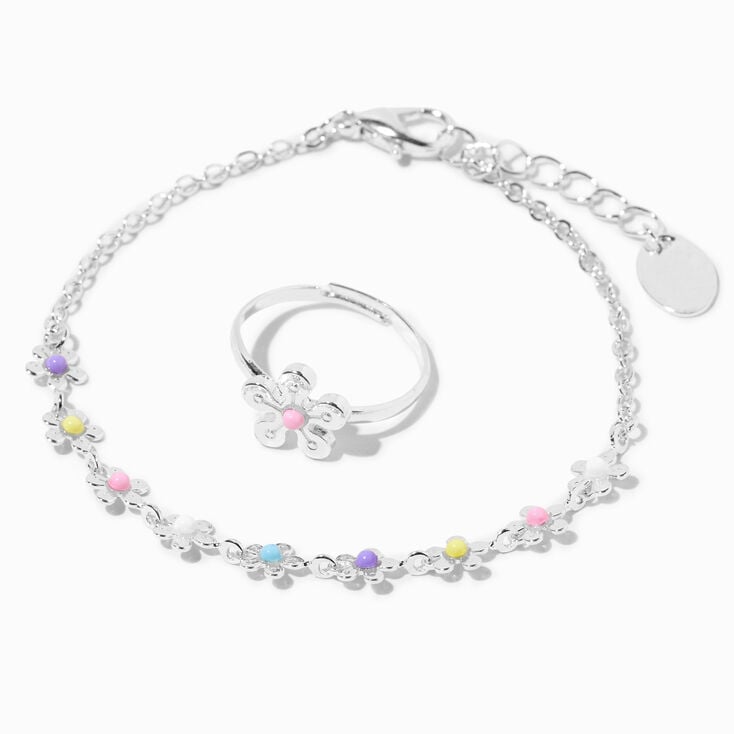 Claire&#39;s Club Silver Daisy Jewelry Set - 3 Pack,