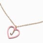 Pink Heart Initial Pendant Necklace - J,