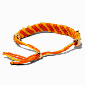 Gold-tone Charm Yellow &amp; Orange Woven Bolo Bracelet,