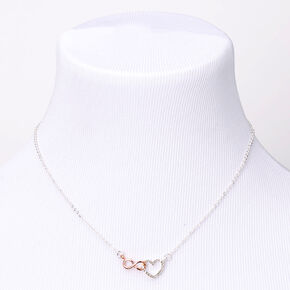 Collier &agrave; pendentif c&oelig;ur boucle infinie en m&eacute;taux mixtes,