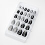 Faux ongles autocollants stiletto noirs et argent&eacute;s avec d&eacute;grad&eacute; de couleur - Lot de 24,