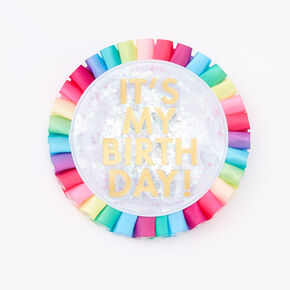 Badge arc-en-ciel confettis &laquo;&nbsp;It&#39;s My Birthday&nbsp;&raquo;,