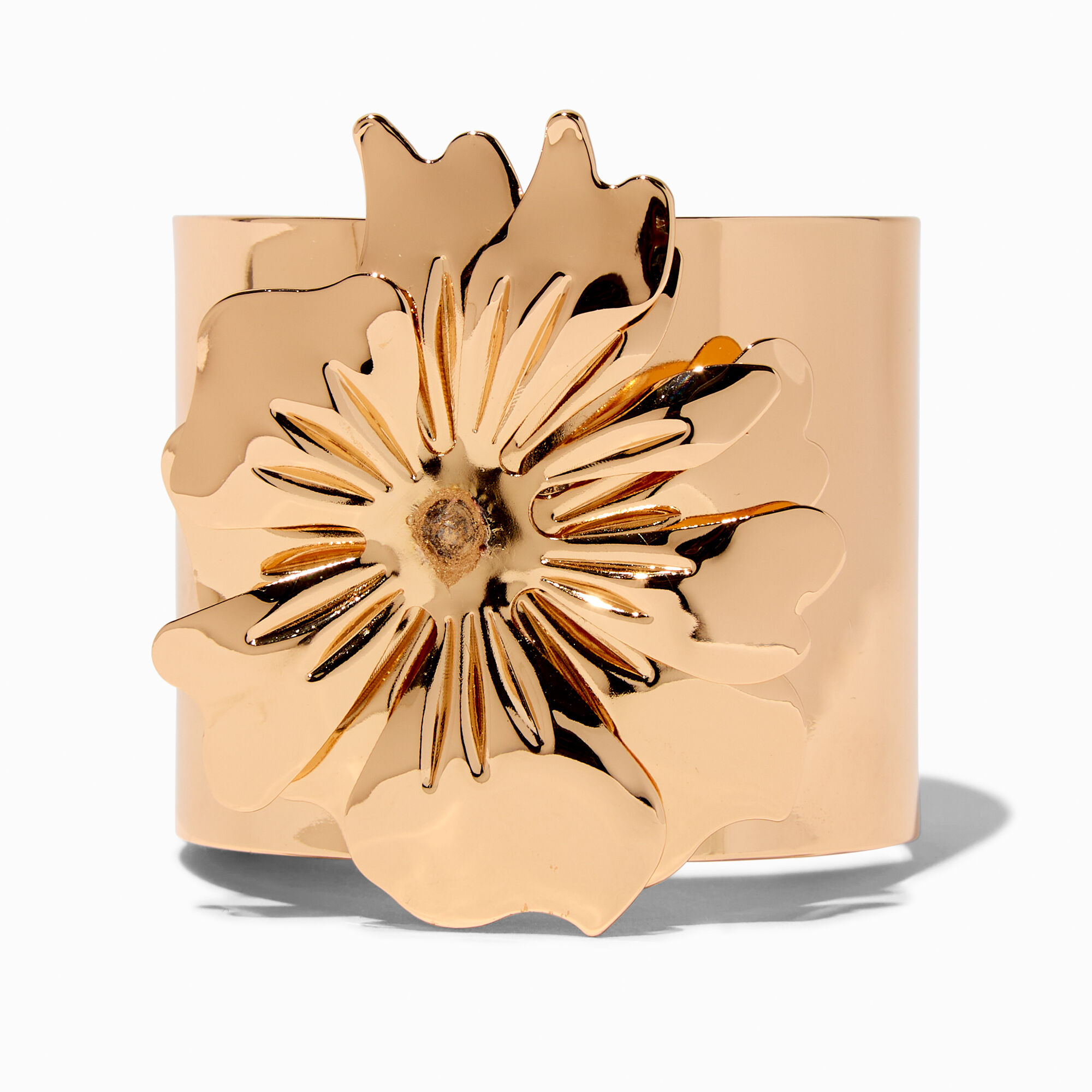 Gold-tone Mega Flower Cuff Bracelet ,