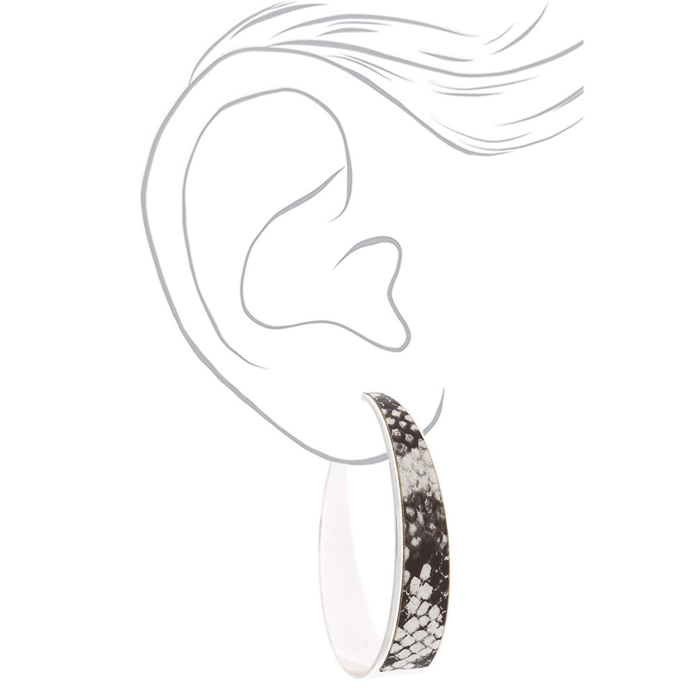 Silver 60MM Snake Skin Hoop Earrings,