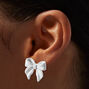 White Velvet Bow Stud Earrings ,