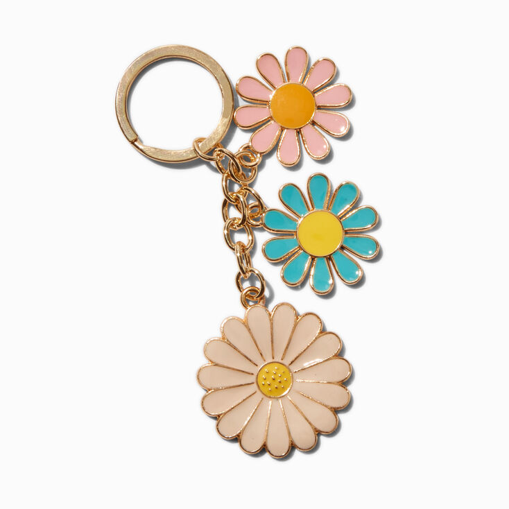 Triple Daisy Enamel Keychain,
