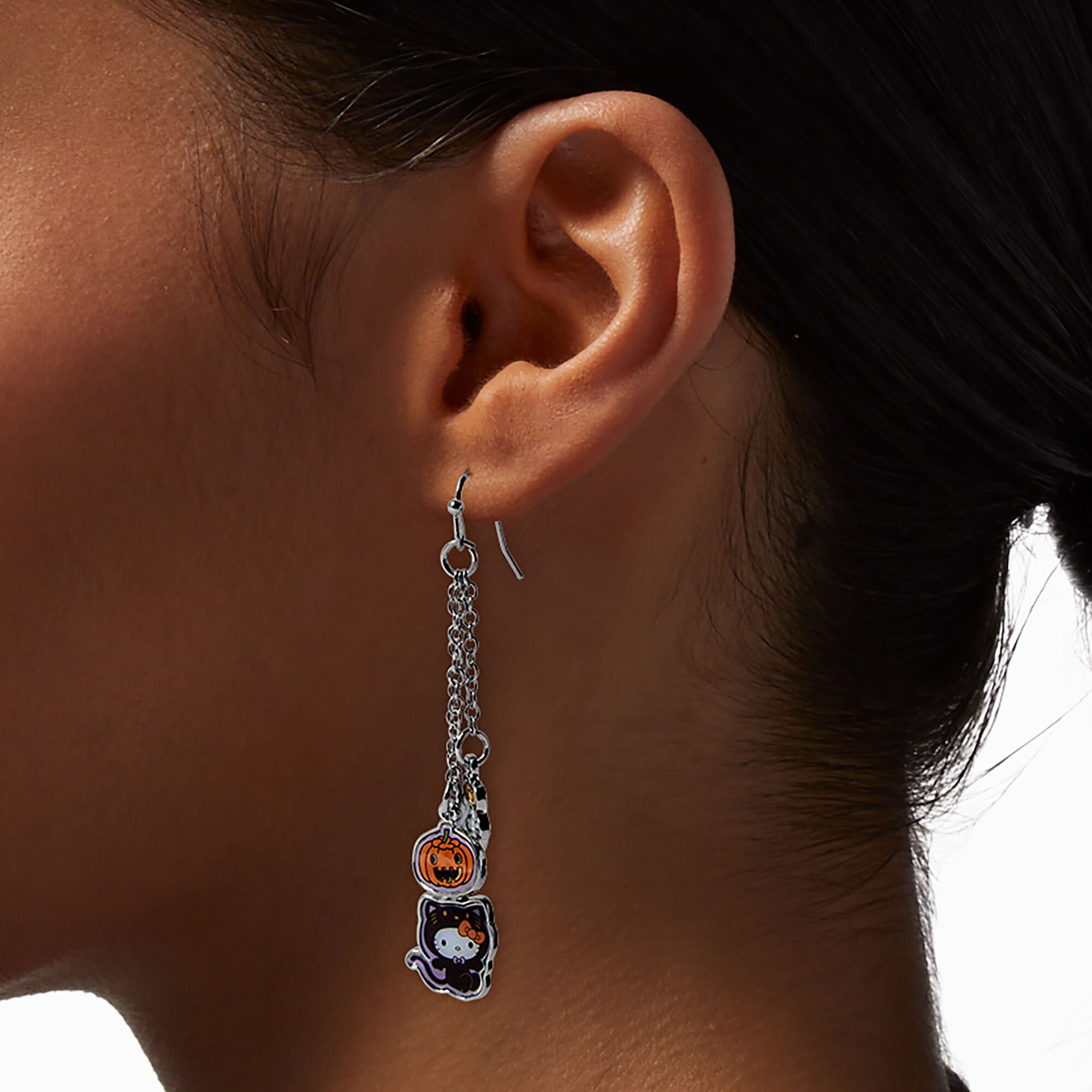 Hello Kitty Claire s Exclusive Halloween Fringe 2.5 Drop Earrings Claire s US