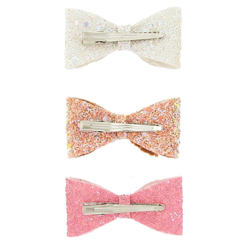 Claire's Club Glitter Bow Hair Clips - 3 Pack