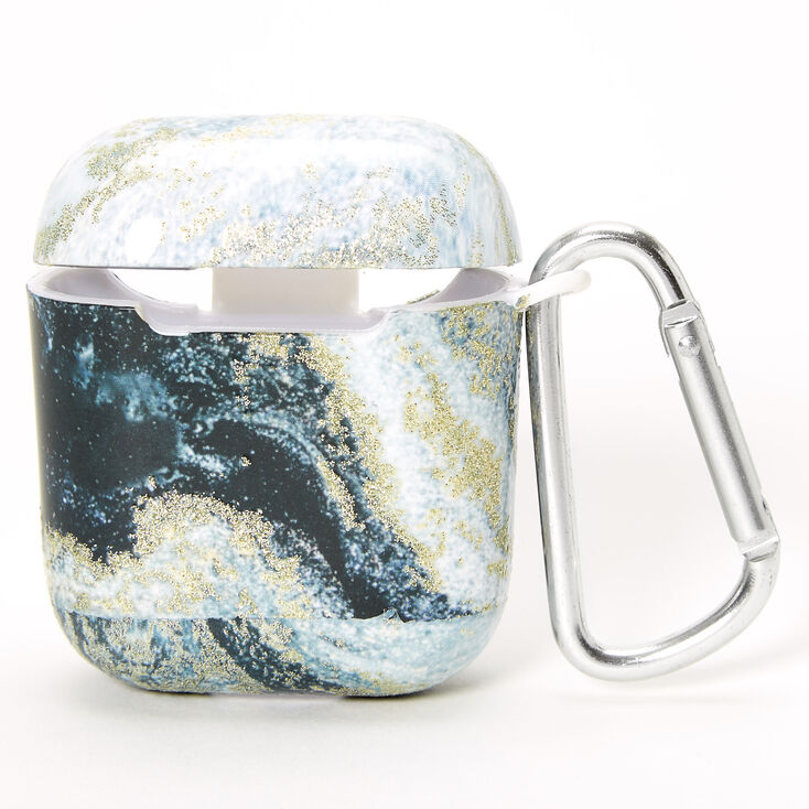 Claire's Étui pour écouteurs en silicone couleur dorée avec effet marbré - Compatible avec les AirPods® de Apple