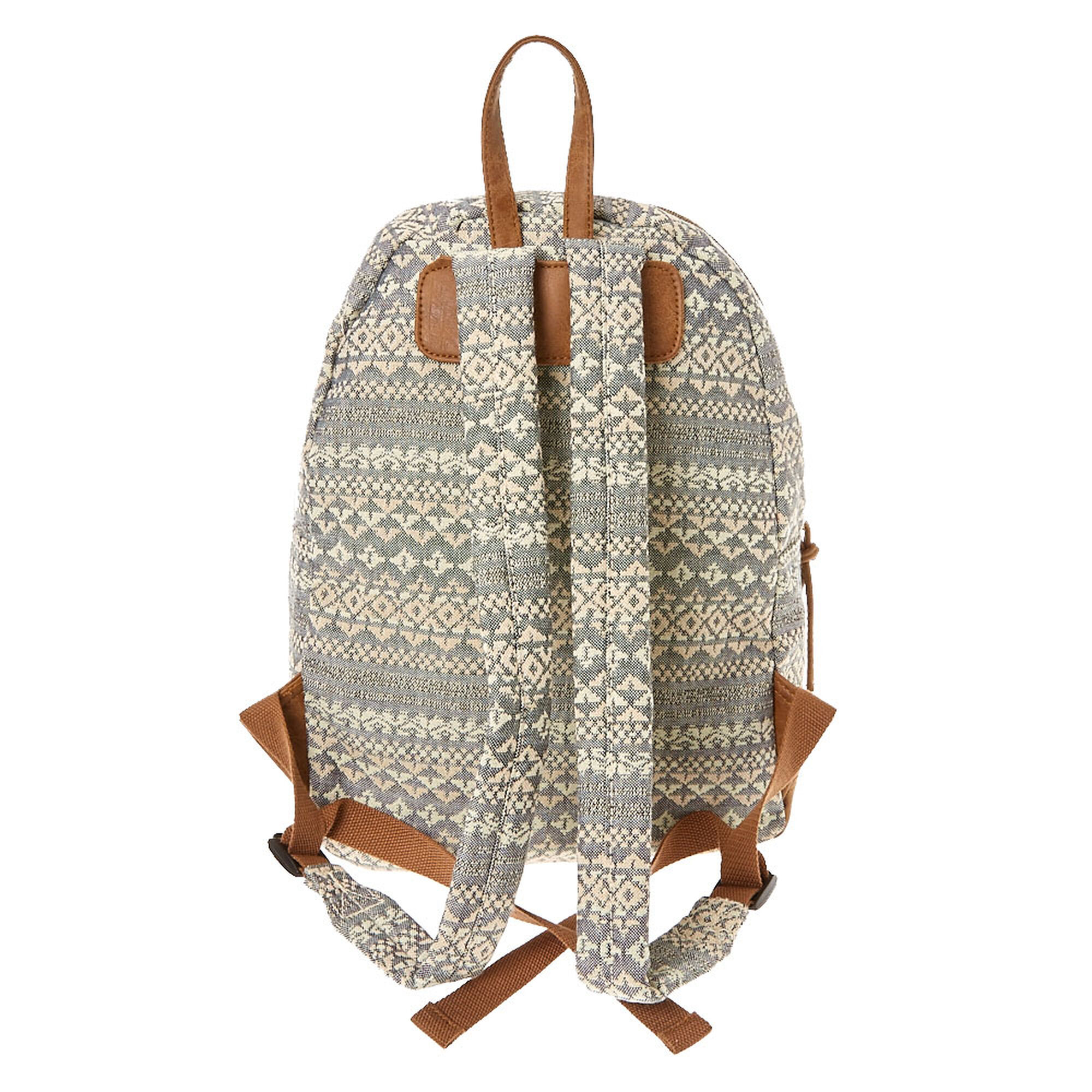Gray Aztec Print Backpack Claire's US