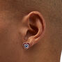 Patriotic Red, White, &amp; Blue Heart Stud Earrings,
