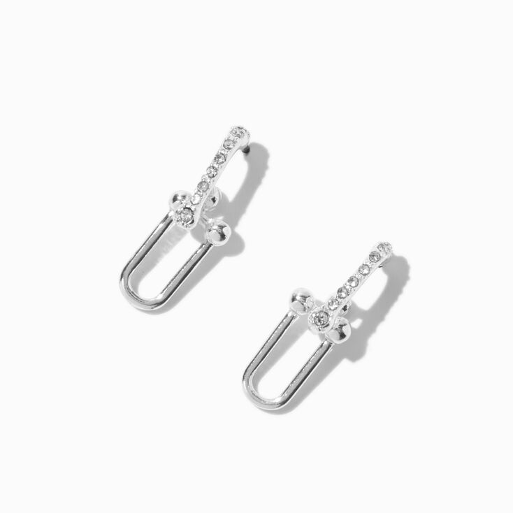 Silver-tone Crystal Chain Link Drop Earrings,