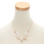 Rose Gold Rhinestone &amp; Pearl Floral Statement Necklace - Blush,