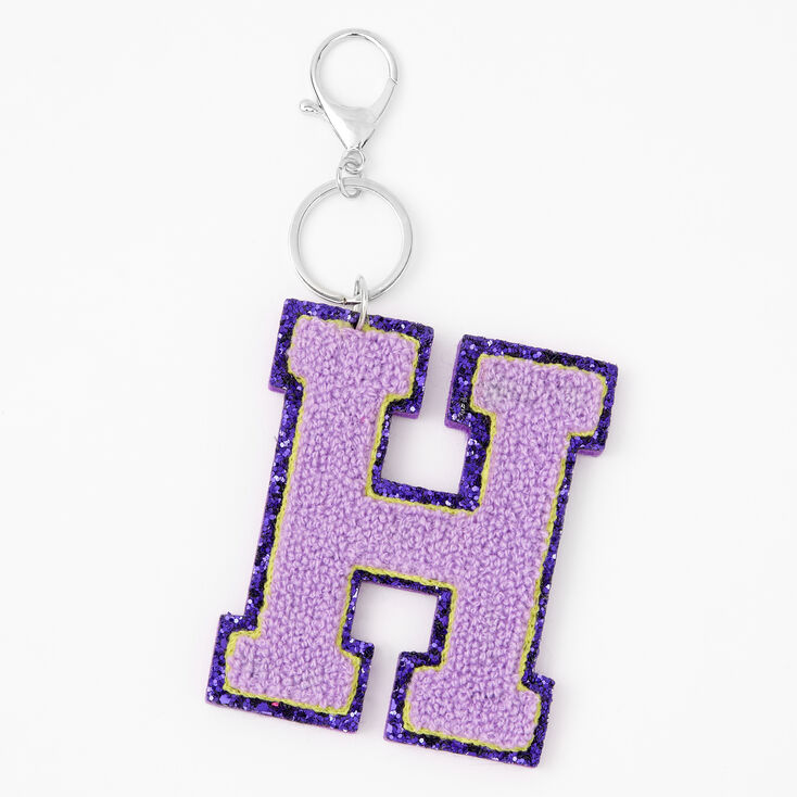 Purple Varsity Initial Keyring - H,
