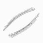 Silver Baguette Cubic Zirconia Hair Pins - 2 Pack,