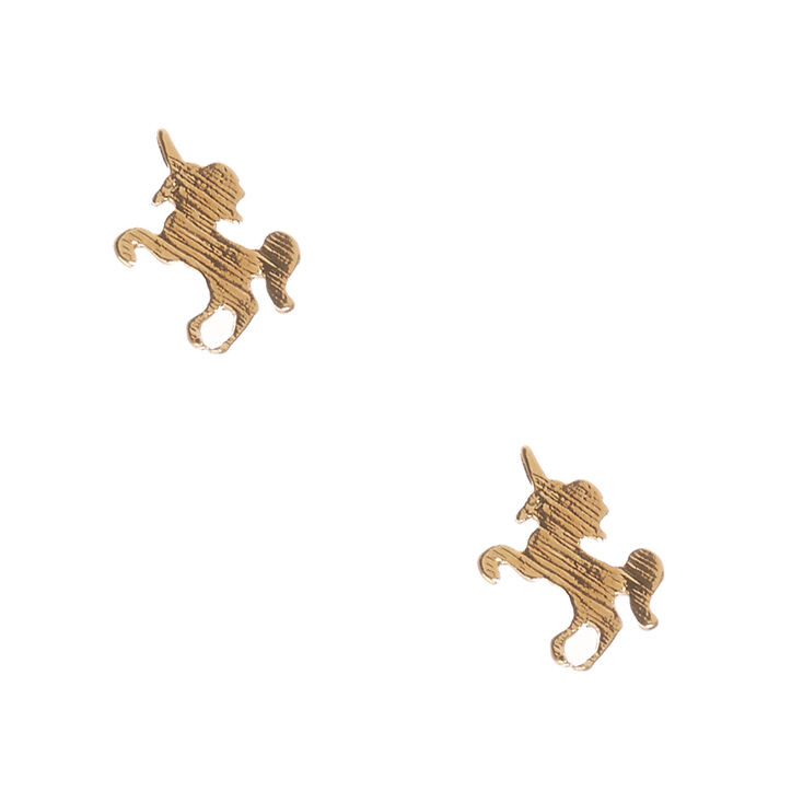 18kt Gold Plated Unicorn Stud Earrings Claire S