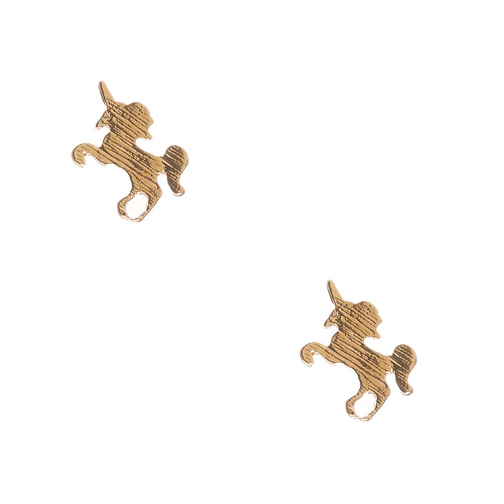 18kt Gold Plated Unicorn Stud Earrings,