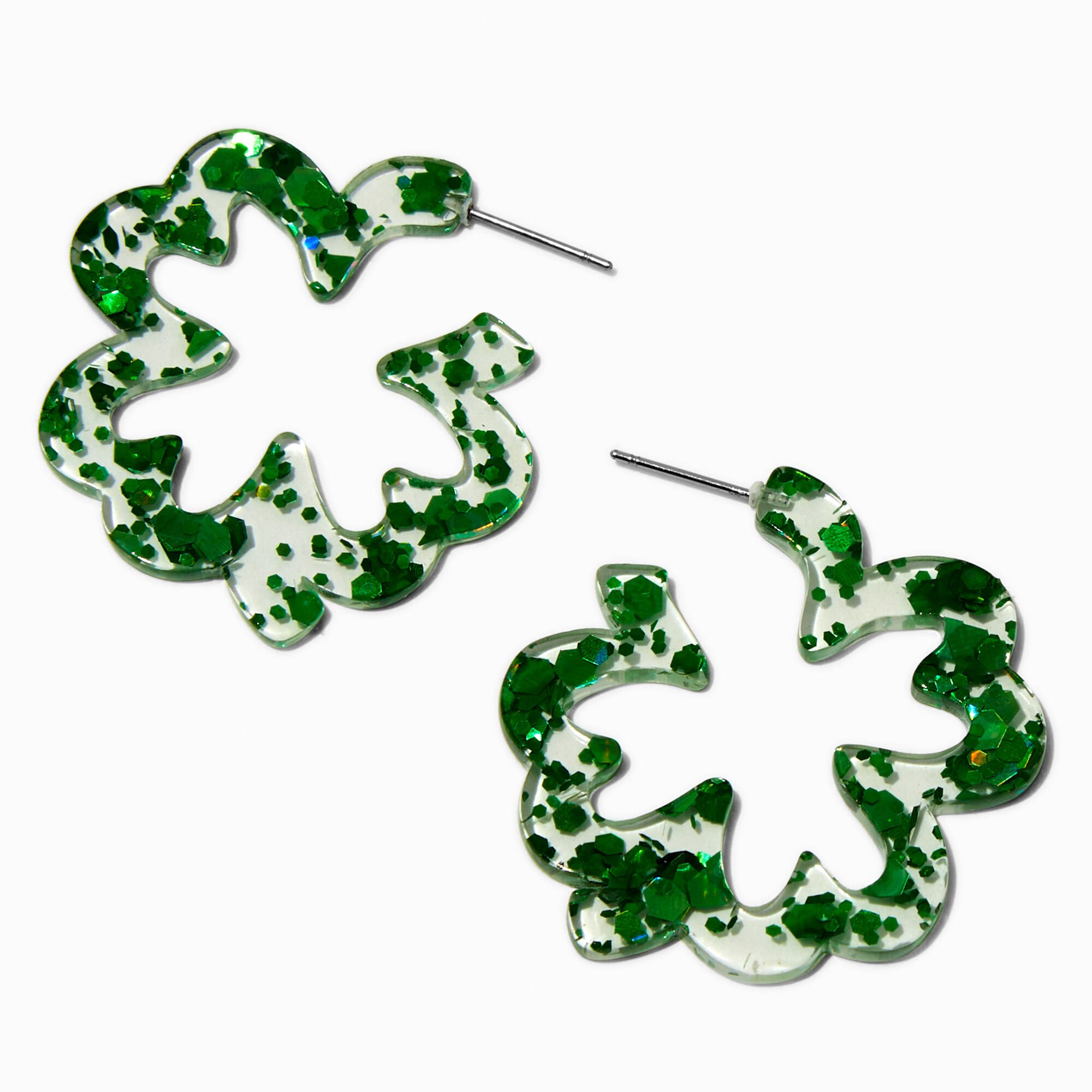 St. Patrick's Day Shamrock-Shaped Hoop Earring,