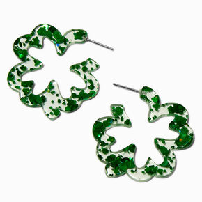 St. Patrick&#39;s Day Shamrock-Shaped Hoop Earring,