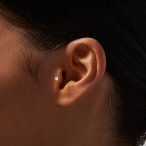 Clous d&#39;oreilles pour piercing tragus &agrave; arri&egrave;re plat interchangeable c&eacute;lestes 1,2&nbsp;mm en titane couleur argent&eacute;e - Lot de 6,