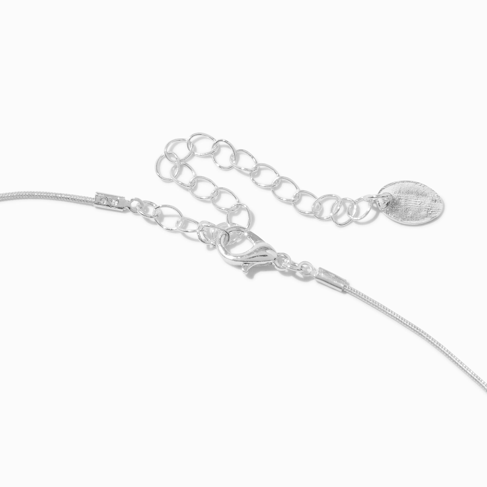 Silver-tone Textured Pebble Pendant Necklace,
